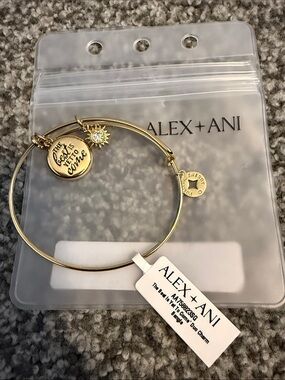 Alex and Ani Gold Inspirational Charm Bangle with Sun Accent
